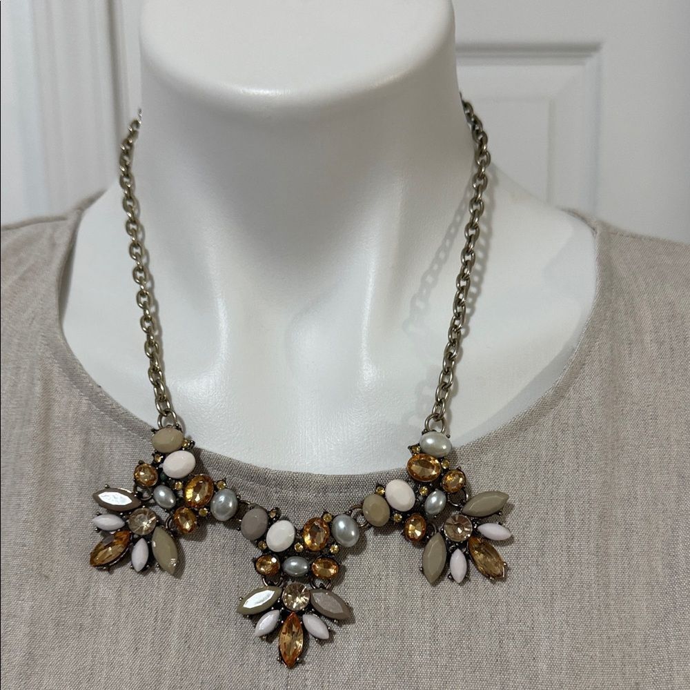 2 Cute Gold and Cream Floral Necklace